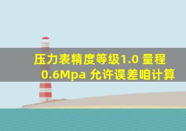 压力表精度等级1.0 量程0.6Mpa 允许误差咱计算